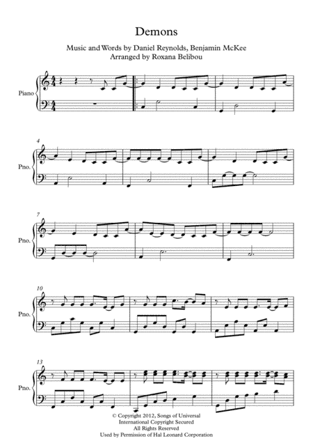 Demons (arr. Roxana Belibou)