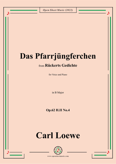 Loewe-Das Pfarrjüngferchen,Op.62 H.II No.4,in B Major (arr. OSM Press)
