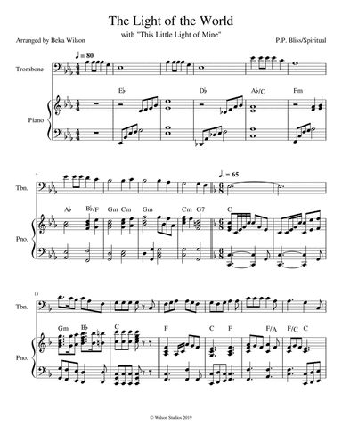 The Light of the World is Jesus/This Little Light of Mine--trombone solo (arr. Beka Wilson)