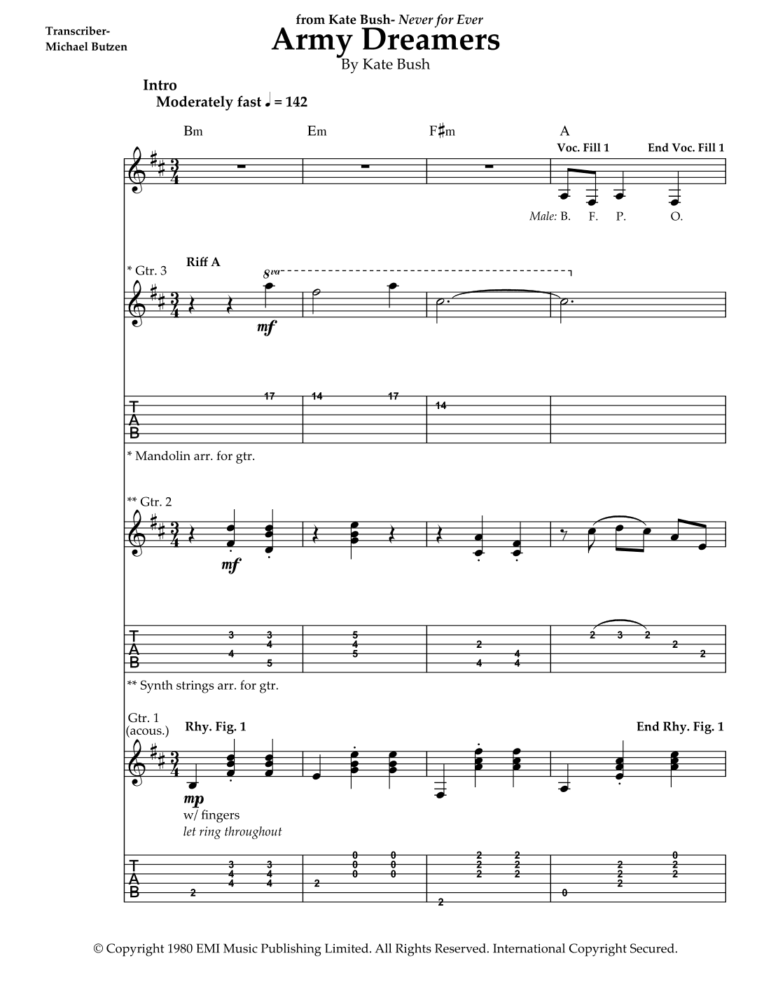 Army Dreamers (arr. Transcriber- Michael Butzen)