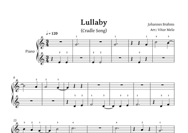 Brahms Lullaby - beginner piano (arr. Vitor Melo)