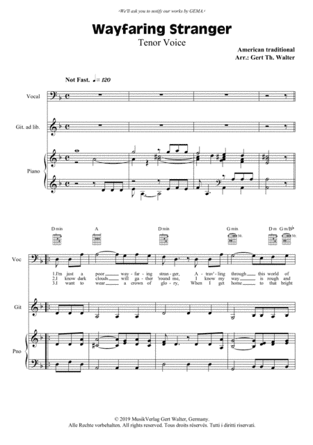 Wayfaring Stranger (arr. Gert Th. Walter)