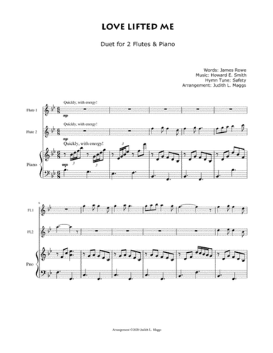 Love Lifted Me - for 2 flutes (or violins) and piano (arr. Judith. L. Maggs)