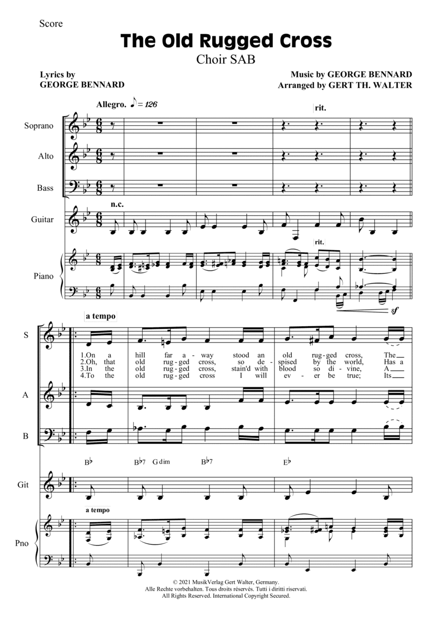 The Old Rugged Cross (arr. Gert Th. Walter)