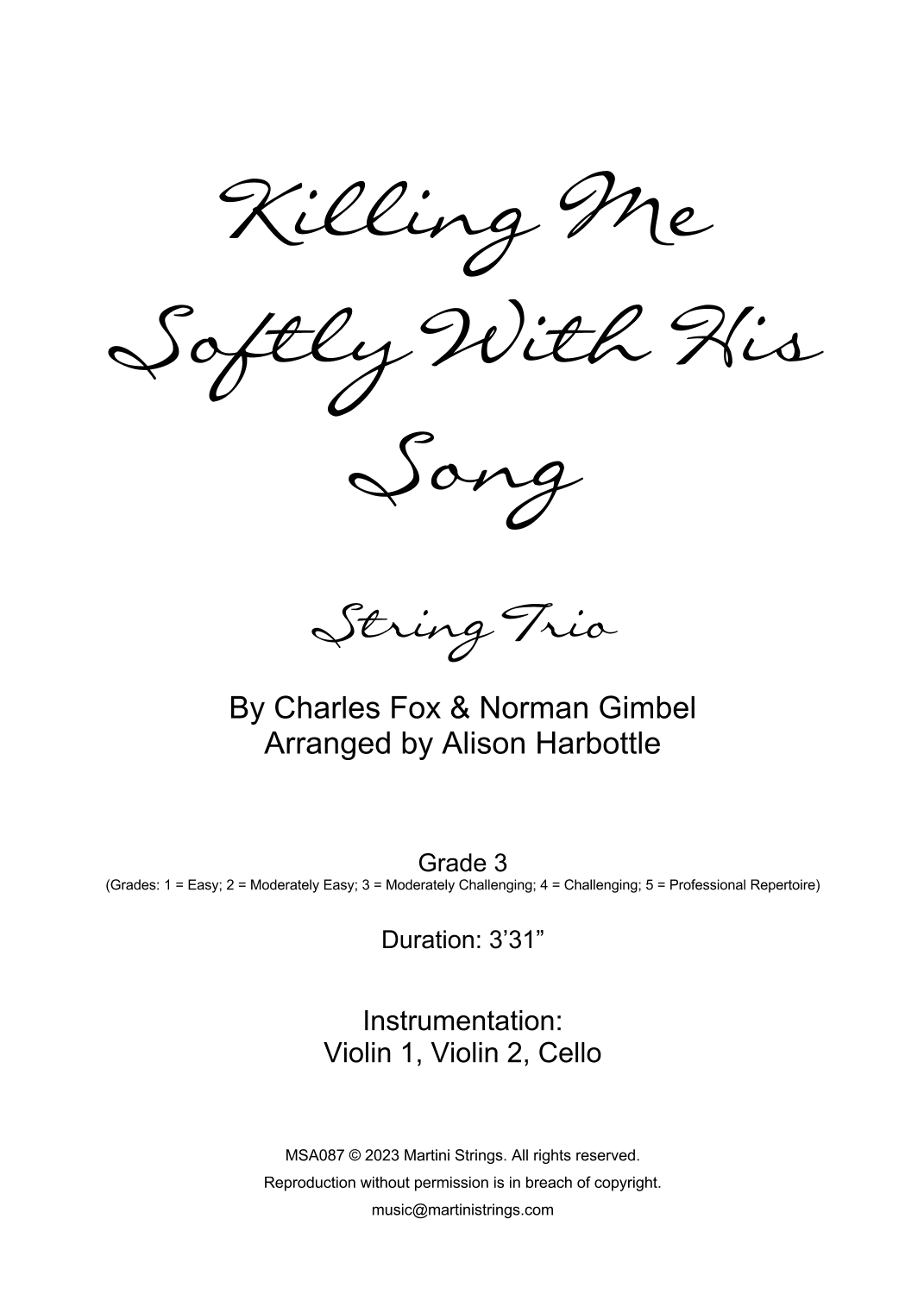 Killing Me Softly With His Song (arr. Alison Harbottle)