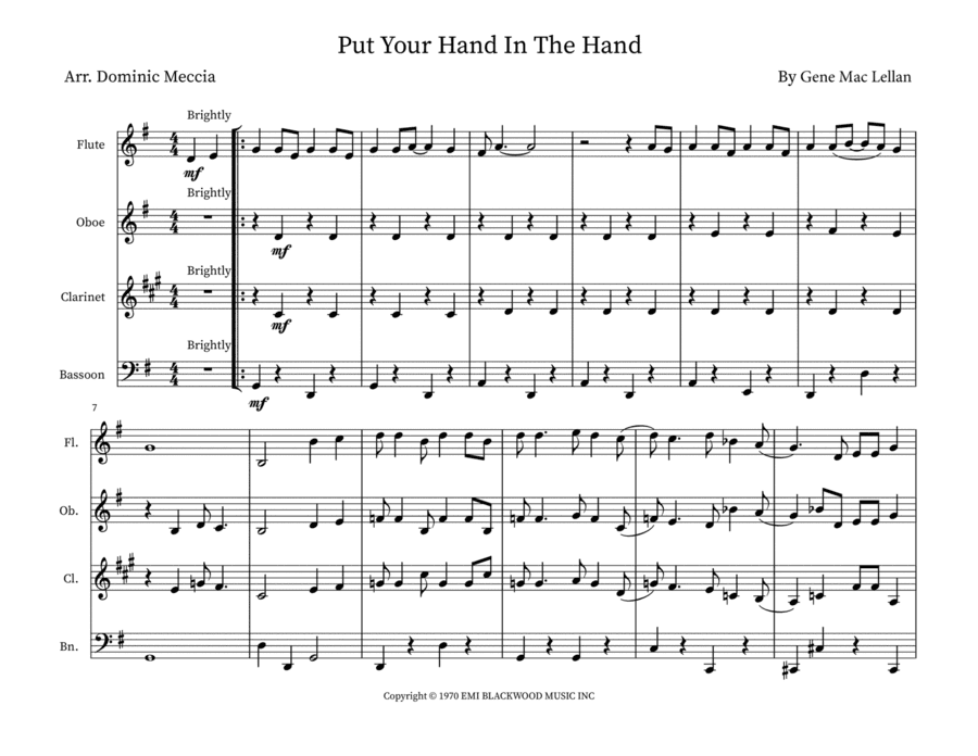 Put Your Hand In The Hand (arr. Dominic Meccia)