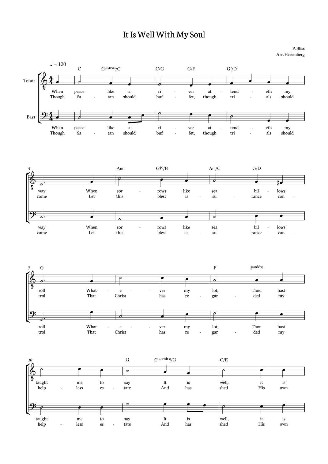 It Is Well With My Soul - Choir TB (arr. Heisenberg)