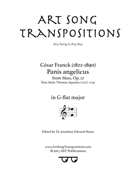FRANCK: Panis angelicus (transposed to G-flat major) (arr. ArtSongTranspositions.com)