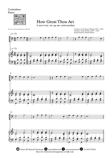 How Great Thou Art - "O store Gud." - Easy Contrabass and Piano (arr. Daniel H Rosa)