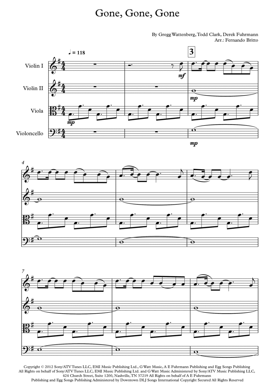 Gone, Gone, Gone (arr. Fernando Britto)