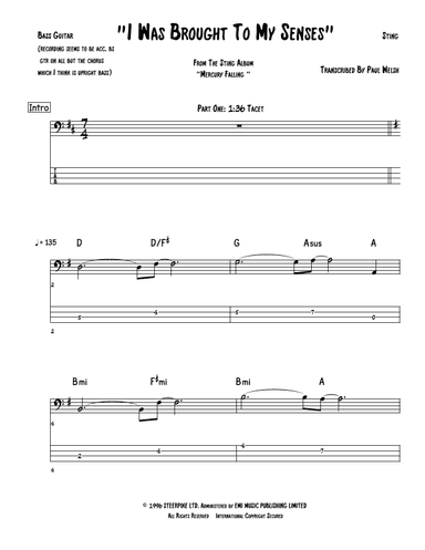 I Was Brought To My Senses (arr. Accubass)