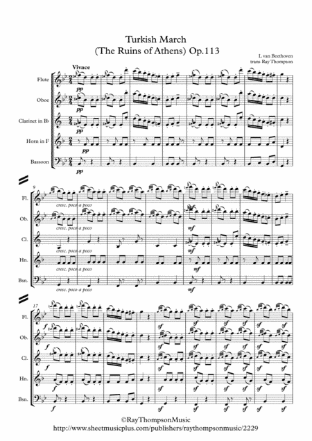 Beethoven: Turkish March (Ruins of Athens Op.113) - wind quintet (arr. Ray Thompson)