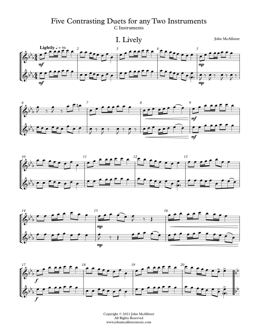 5 Duets For Any Two Band Instruments - Volume 2 - C Treble
