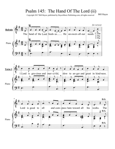 Psalm 145:  The Hand Of The Lord Feeds Us (ii) - Piano/vocal