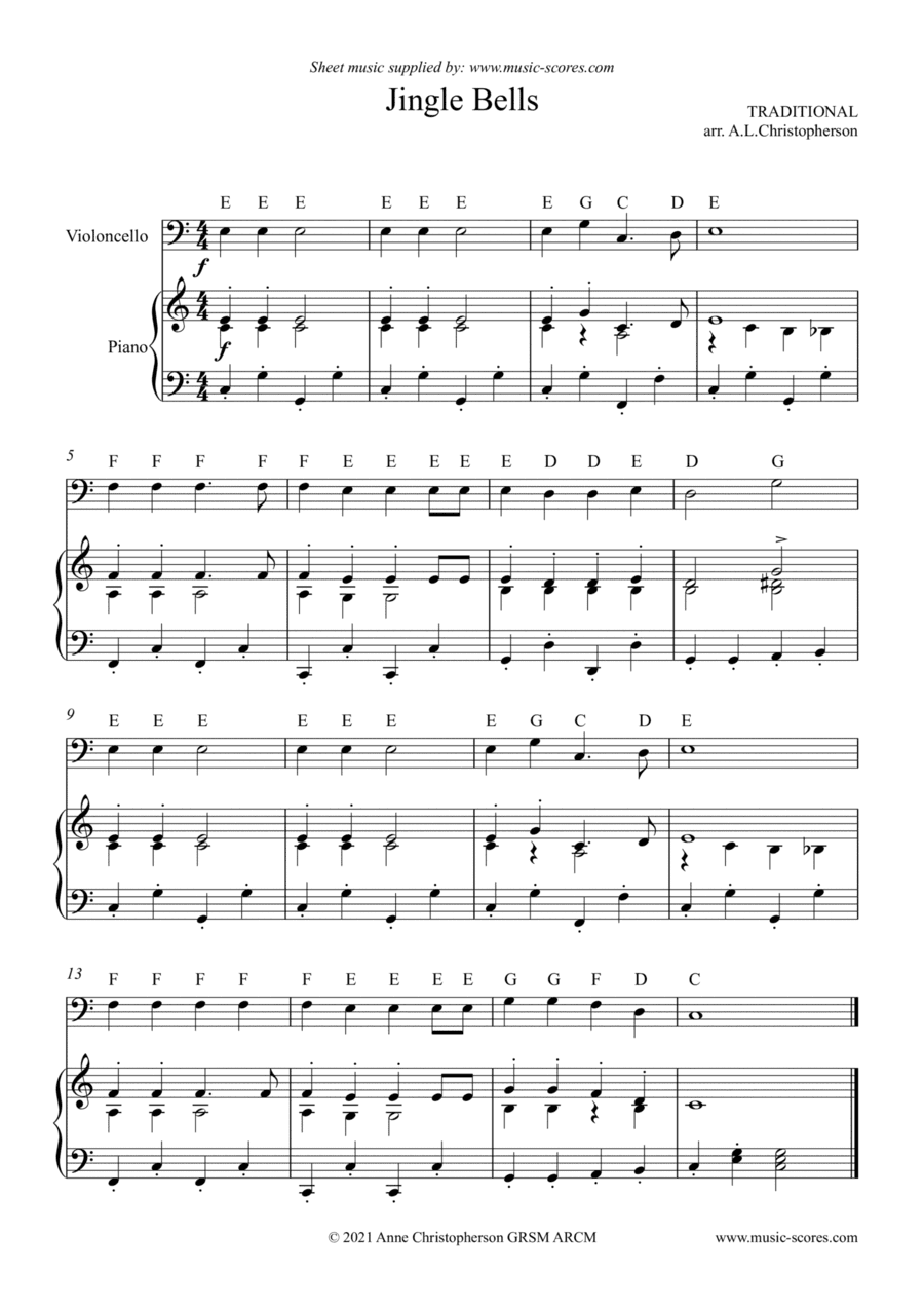 Jingle Bells - Very Easy Cello (arr. Anne L Christopherson GRSM ARCM)