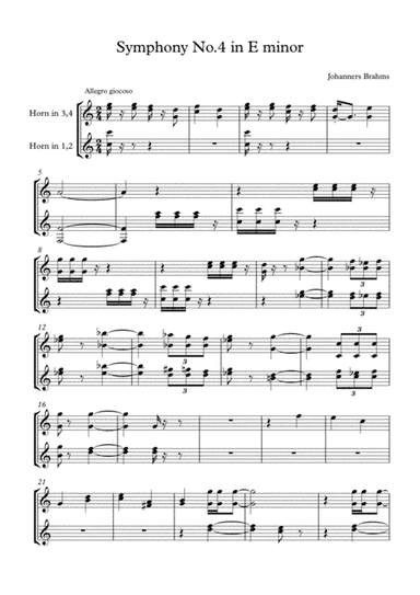 Brahms Symphony No.4 - 3.Allegro_giocoso (Transposed Horn in C) (arr. Jay Heo)