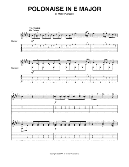 Polonaise in E Major (arr. A. J. Cornell Publications)