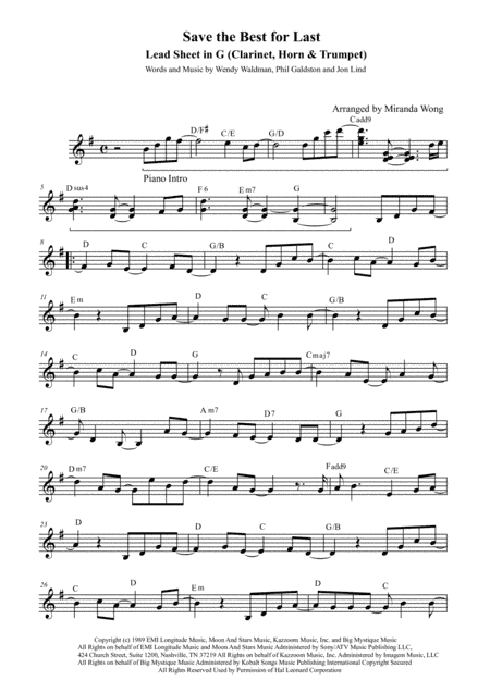 Save The Best For Last (arr. Miranda Wong)