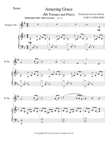 AMAZING GRACE (Bb Trumpet Piano and Trumpet Part) (arr. Gary Lanier)