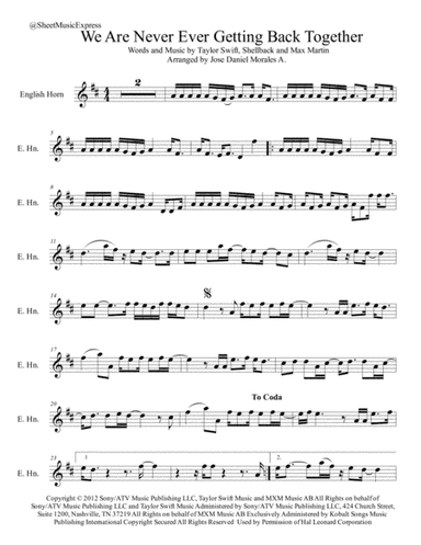 We Are Never Ever Getting Back Together (arr. Jose Daniel Morales A.)