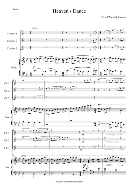 Heaven's Dance for three clarinets and piano