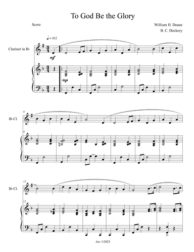 To God Be the Glory (Clarinet Solo with Piano Accompaniment) (arr. B. C. Dockery)