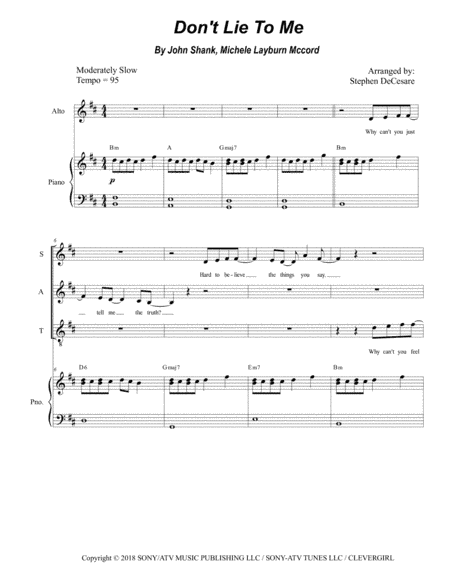Don't Lie To Me (arr. Stephen DeCesare)