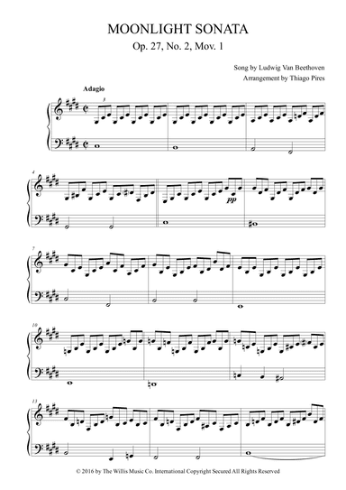 Sonata In C-sharp Minor, Sonata Quasi Una Fantasia ("moonlight"), Op. 27, No. 2, 1st Mvmt (arr. Thiago Pires)