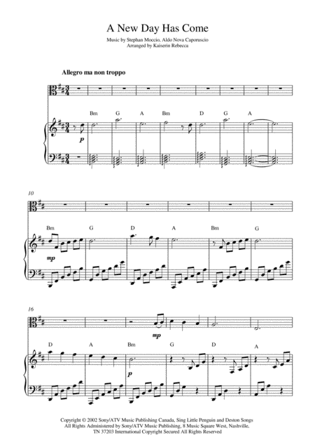 A New Day Has Come (arr. Kaiserin Rebecca)