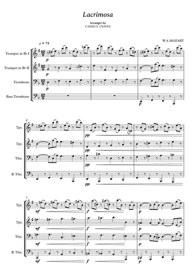 Mozart - Lacrimosa for Brass Quartet (arr. Cássio Silva Chaves)