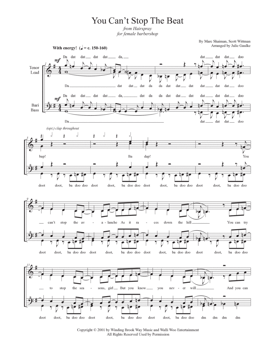 You Can't Stop The Beat (arr. Julie Gaulke)