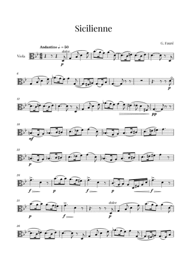 Fauré - Sicilienne (for Viola) (arr. Cadenza Editions)