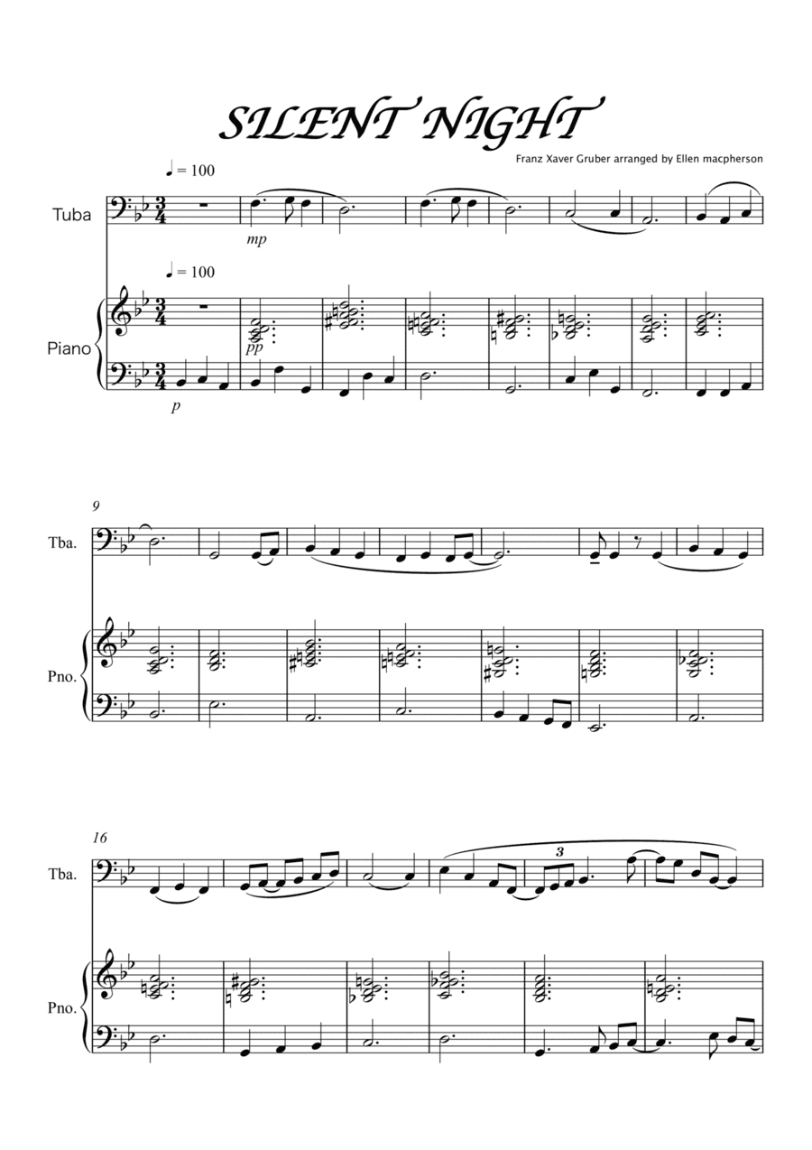 Silent Night for Tuba and Piano (arr. Ellen Macpherson)