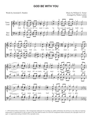GOD BE WITH YOU (arr. Walter Latzko)