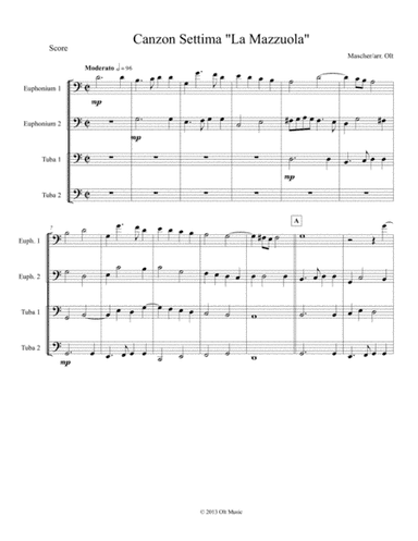 Canzon Settima "La Mazzuola" for tuba quartet (arr. Tim Olt)