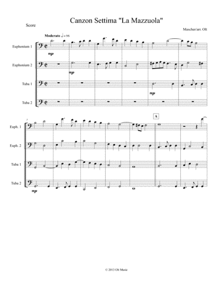 Canzon Settima "La Mazzuola" for tuba quartet (arr. Tim Olt)