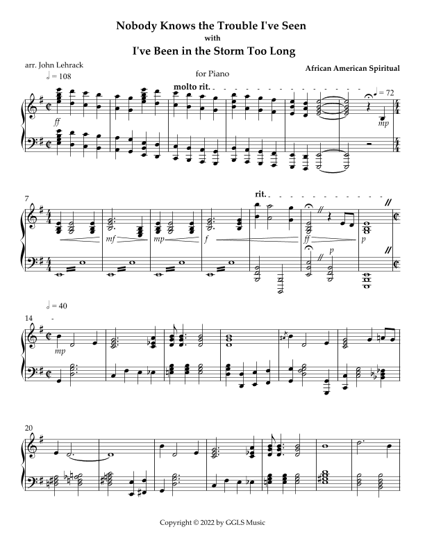 Nobody Knows the Trouble I've Seen/I've Been in the Storm Too Long (arr. John Lehrack)