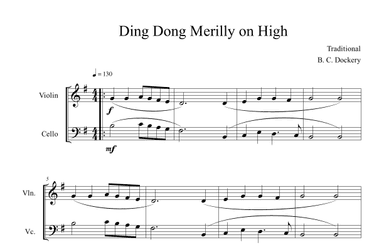Ding Dong Merrily on High (Violin and Cello Duet) (arr. B. C. Dockery)