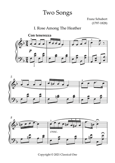 Schubert - Two Songs(With Note name) (arr. MPS)