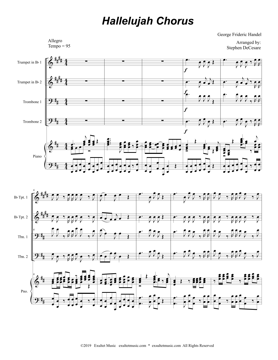 Hallelujah Chorus (Brass Quartet and Piano - Alternate Version) (arr. Stephen DeCesare)