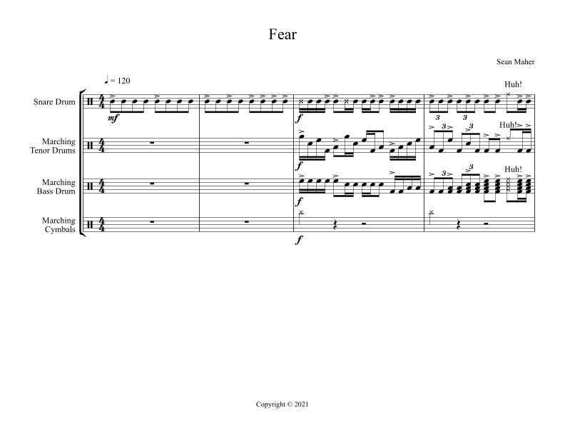 Fear (Drumline Cadence) - Score Only