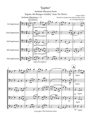 Jupiter (Andante Maestoso from "Jupiter, the Bringer of Jollity" from The Planets) (Bb) (Euphonium Q (arr. Regis Bookshar)
