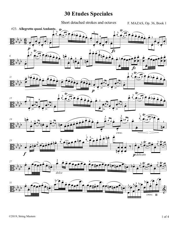 Mazas, Etudes for Viola Op 36, Book 1, No.23 (arr. String Masters)