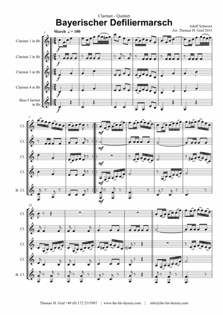 Bayerischer Defiliermarsch - German March - Oktoberfest - Clarinet Quintet (arr. Thomas H. Graf)