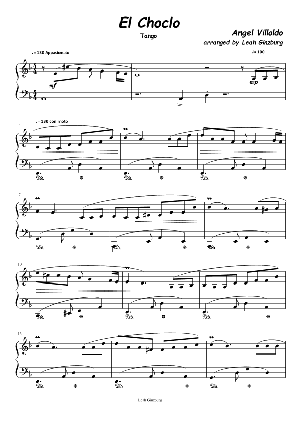El Choclo (arr. Leah Ginzburg)