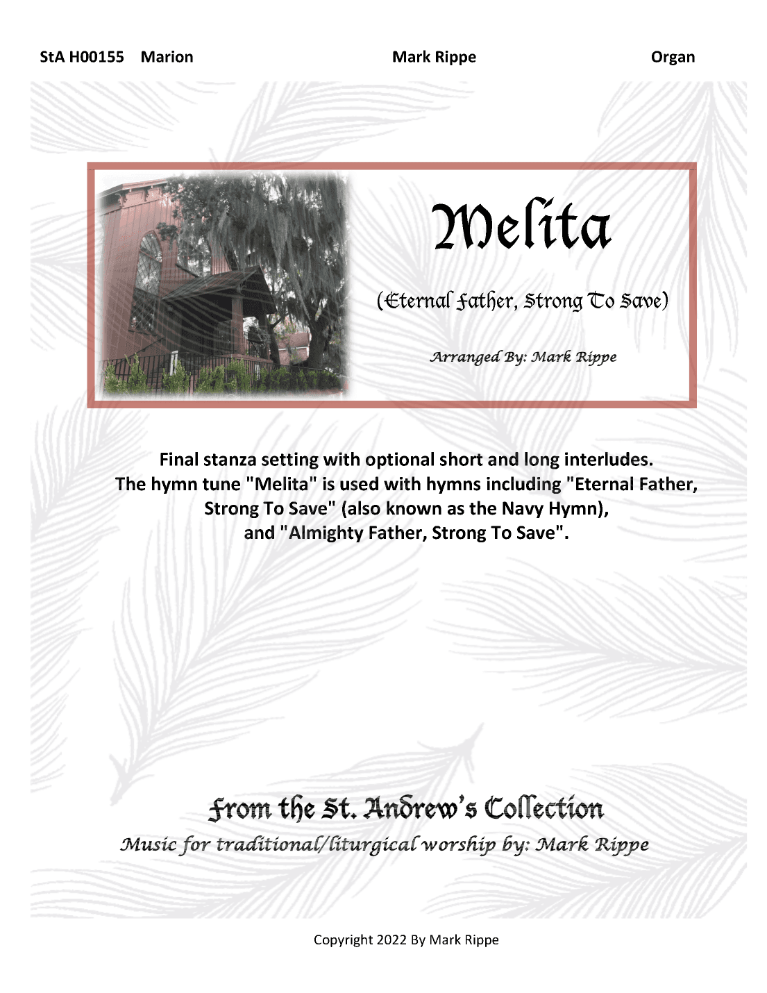 Melita (Eternal Father, Strong To Save)  StA H00155 (arr. Mark Rippe)