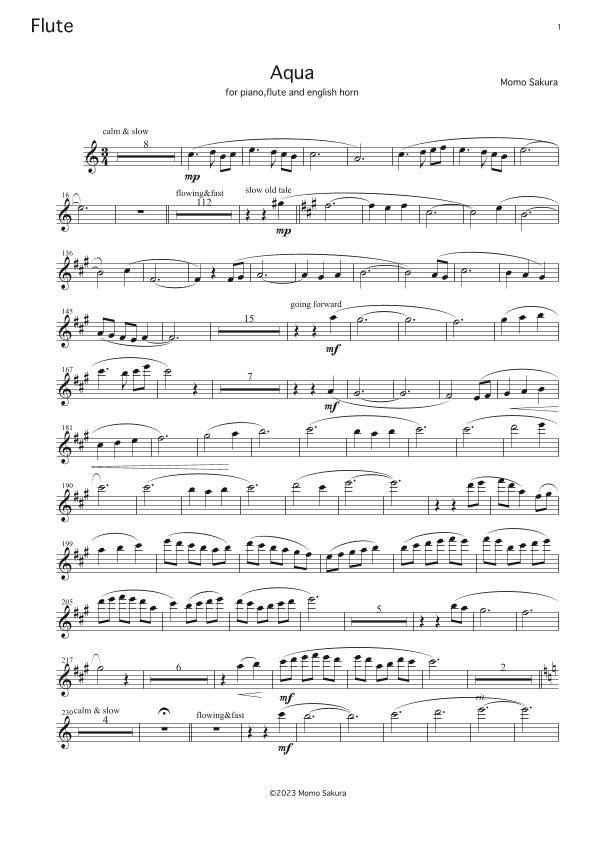 Aqua for Flute, English horn and Piano