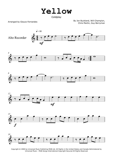 Yellow (arr. Glauco Fernandes)