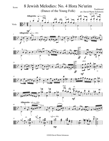 Hora Ne'urim (dance of the young folk) for viola solo (arr. David Warin Solomons)
