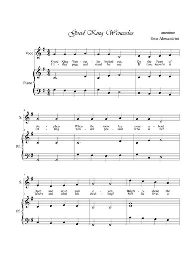 Good King Wenceslas. Singing and piano (arr. Ester Alessandrini)